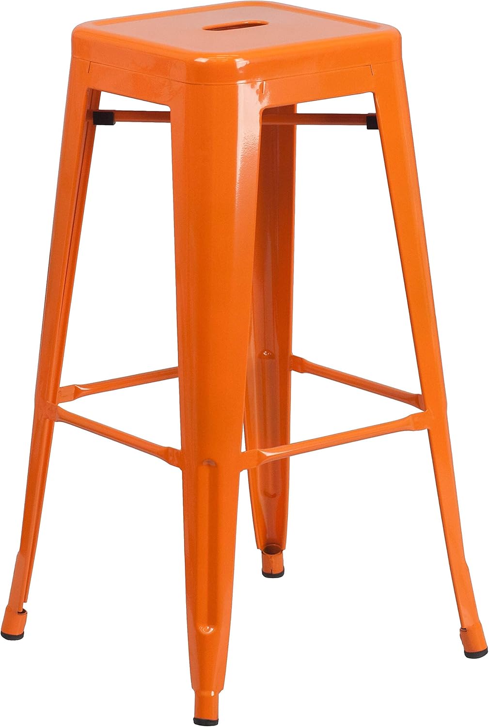 Flash Furniture 30"H Commercial Modern Metal Backless Barstool, Indoor/Outdoor Industrial Square Stacking Bar Stool for Patio Bars/Restaurants, Black