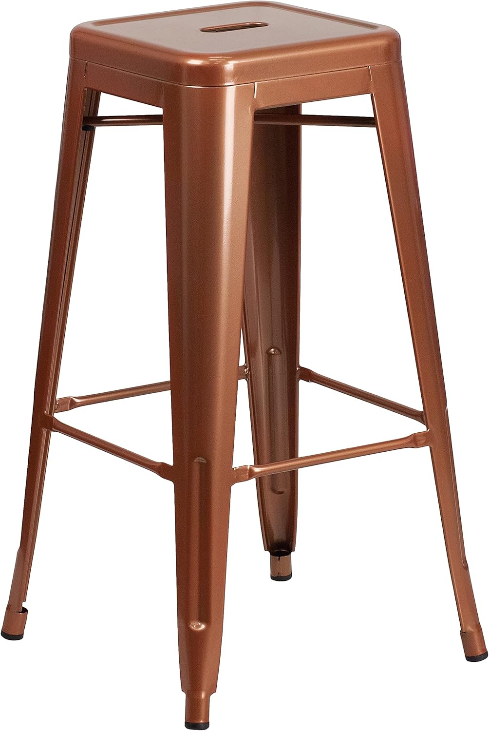 Flash Furniture 30"H Commercial Modern Metal Backless Barstool, Indoor/Outdoor Industrial Square Stacking Bar Stool for Patio Bars/Restaurants, Black