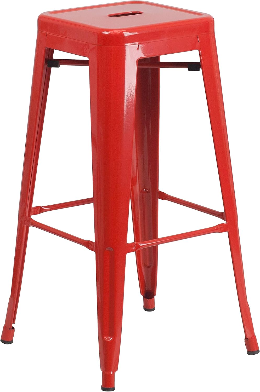Flash Furniture 30"H Commercial Modern Metal Backless Barstool, Indoor/Outdoor Industrial Square Stacking Bar Stool for Patio Bars/Restaurants, Black