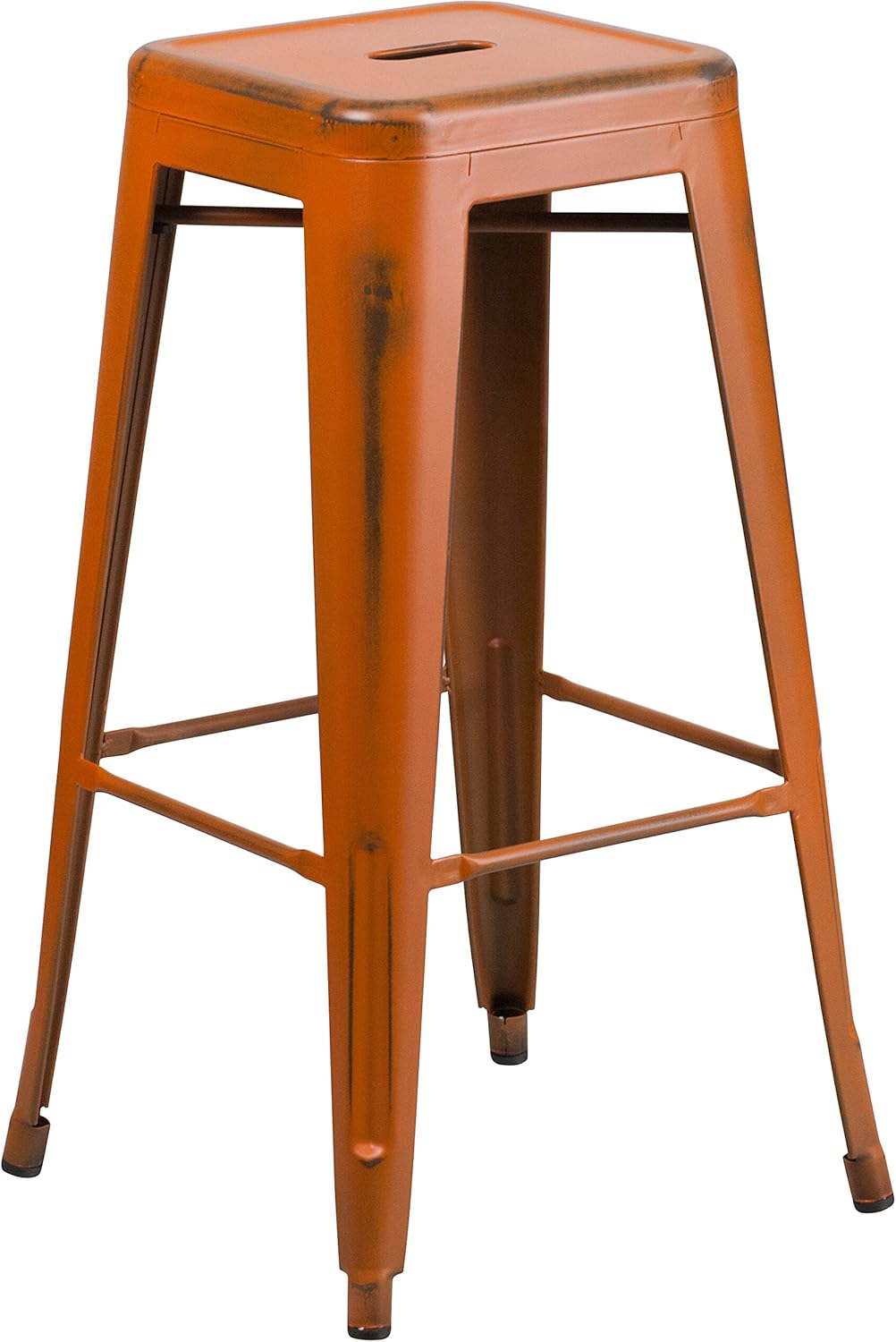 Flash Furniture 30"H Commercial Modern Metal Backless Barstool, Indoor/Outdoor Industrial Square Stacking Bar Stool for Patio Bars/Restaurants, Black