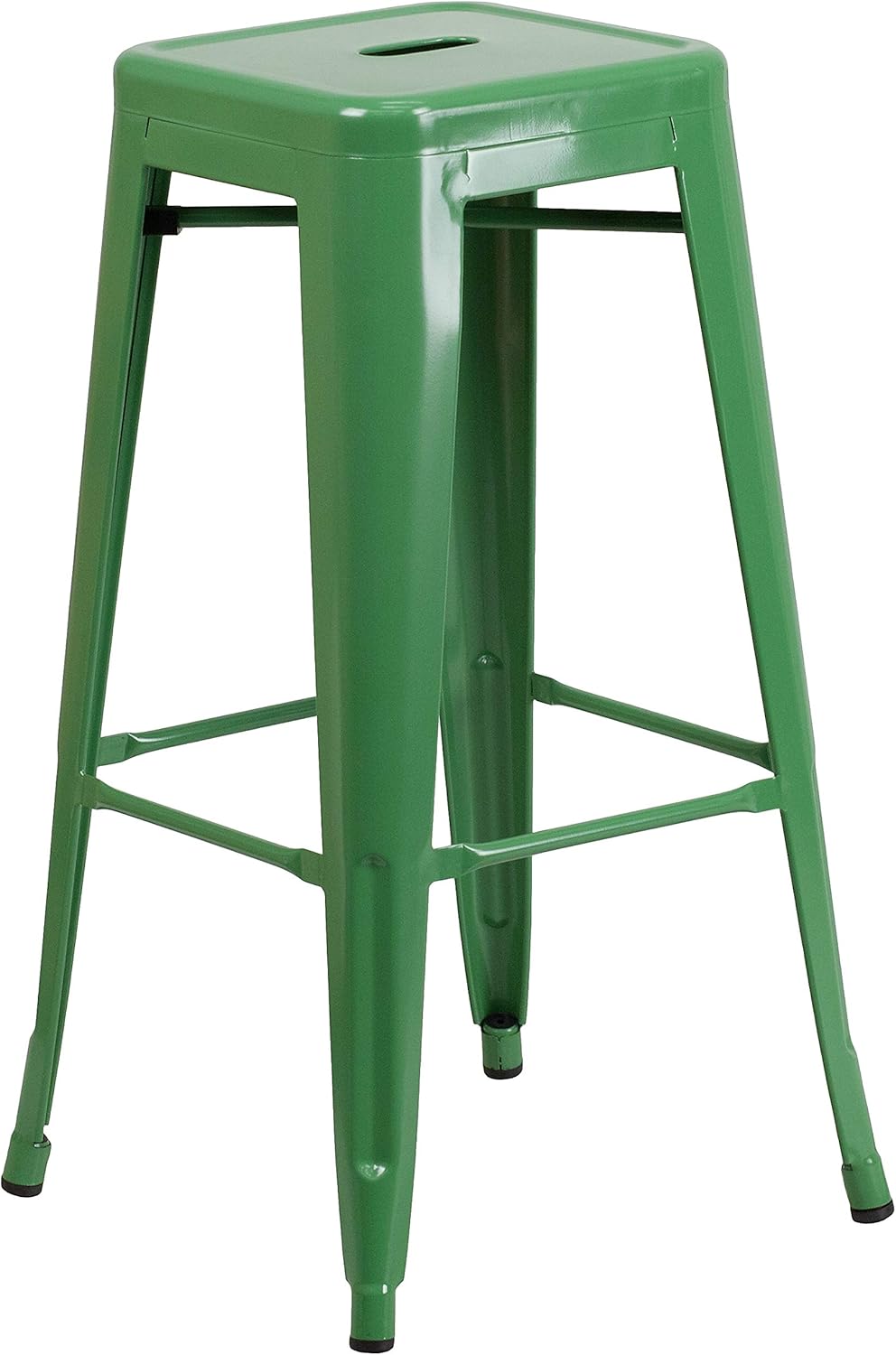 Flash Furniture 30"H Commercial Modern Metal Backless Barstool, Indoor/Outdoor Industrial Square Stacking Bar Stool for Patio Bars/Restaurants, Black