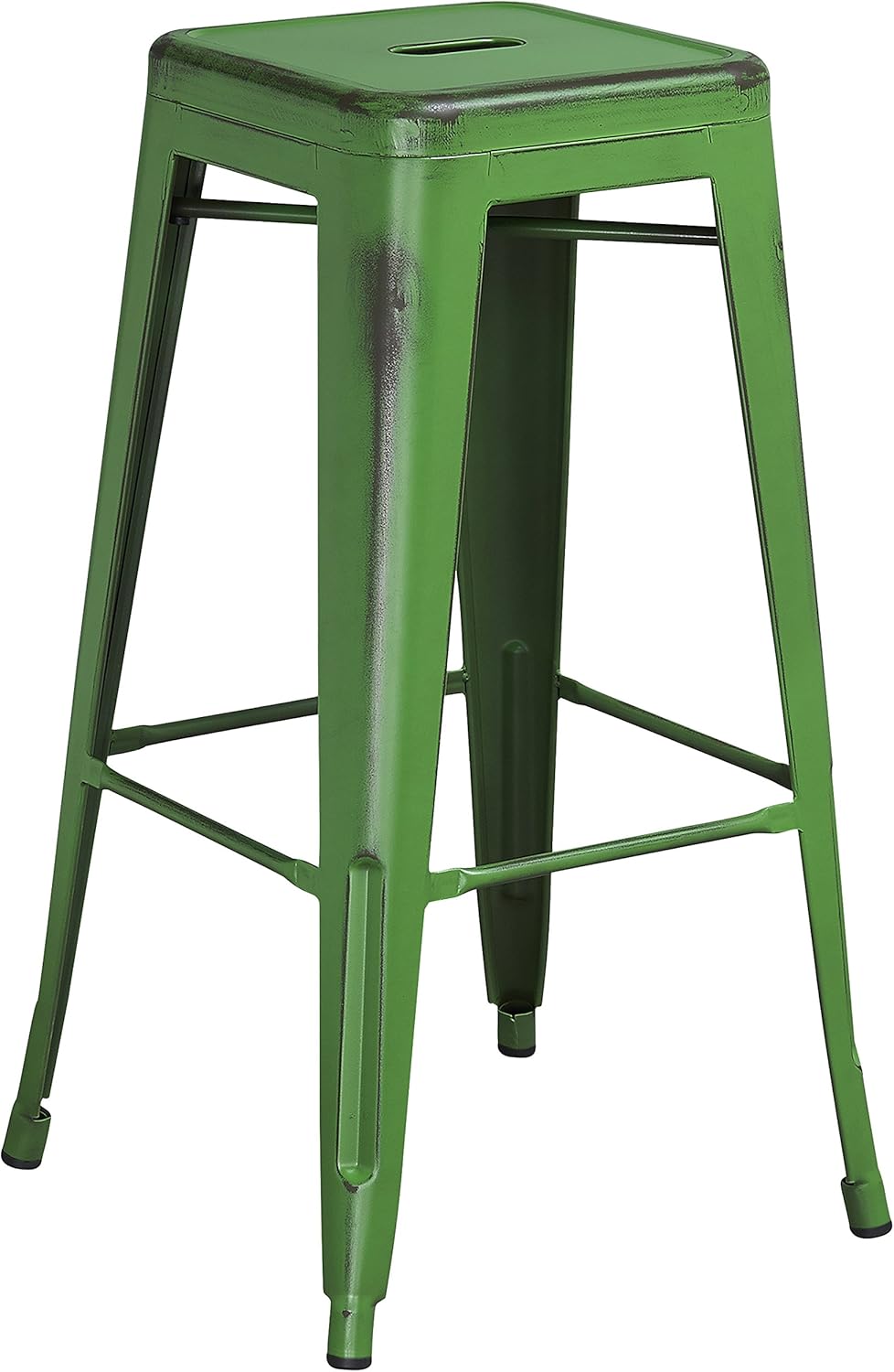 Flash Furniture 30"H Commercial Modern Metal Backless Barstool, Indoor/Outdoor Industrial Square Stacking Bar Stool for Patio Bars/Restaurants, Black
