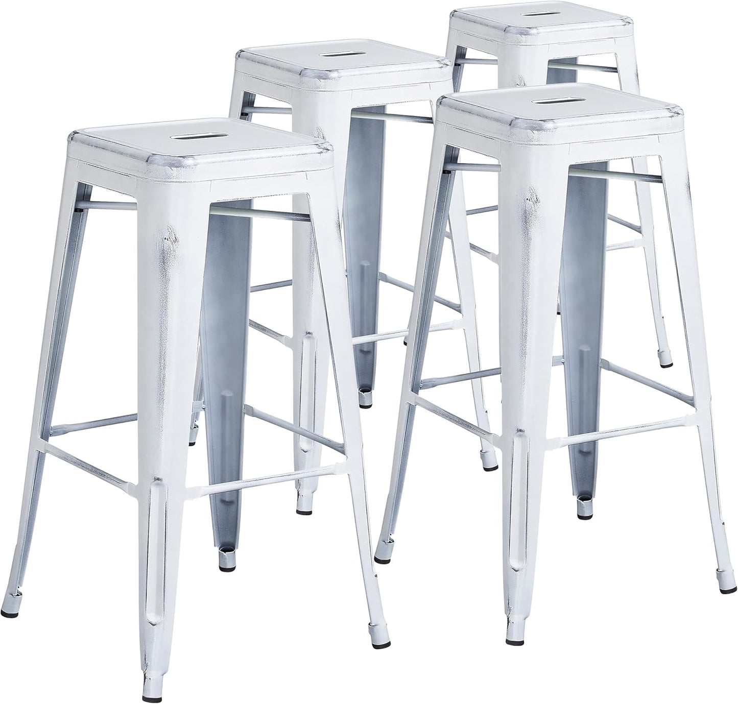 Flash Furniture 30"H Commercial Modern Metal Backless Barstool, Indoor/Outdoor Industrial Square Stacking Bar Stool for Patio Bars/Restaurants, Black