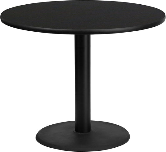 Flash Furniture Stiles 36'' Round Black Laminate Table Top with 24'' Round Table Height Base