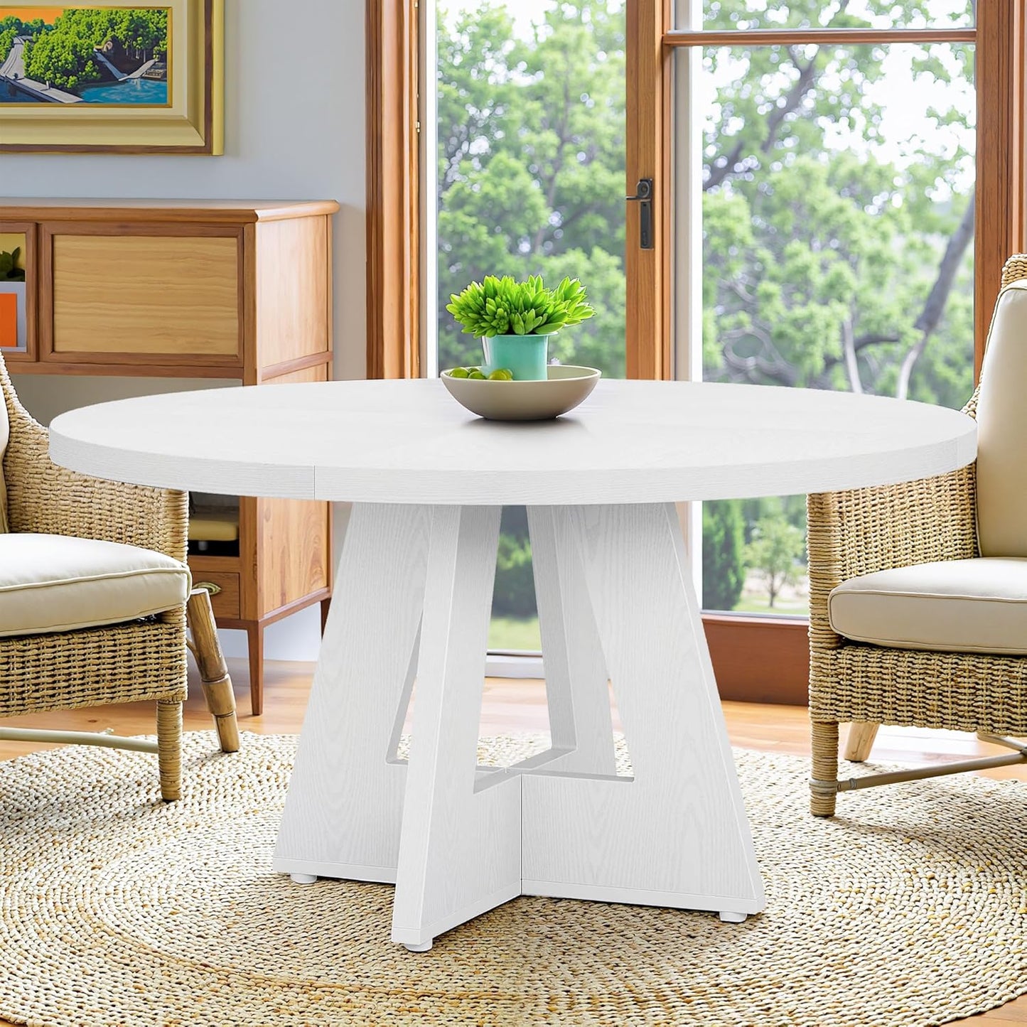 Okak 31.5 Inch Round Dining Table for 2-4, Modern Dinner Table Small Circle Dining Room Tables Farmhouse Kitchen Tables with Metal Base for Dining Room, Kitchen, Living Room, Small Space, Dark Black