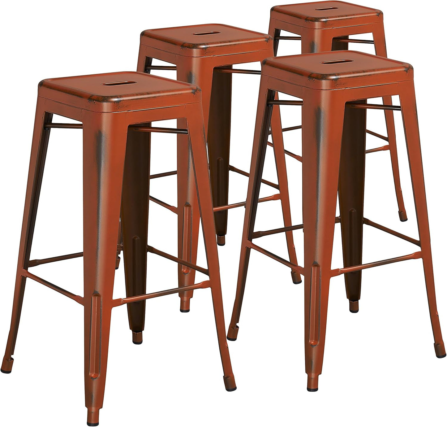 Flash Furniture 30"H Commercial Modern Metal Backless Barstool, Indoor/Outdoor Industrial Square Stacking Bar Stool for Patio Bars/Restaurants, Black