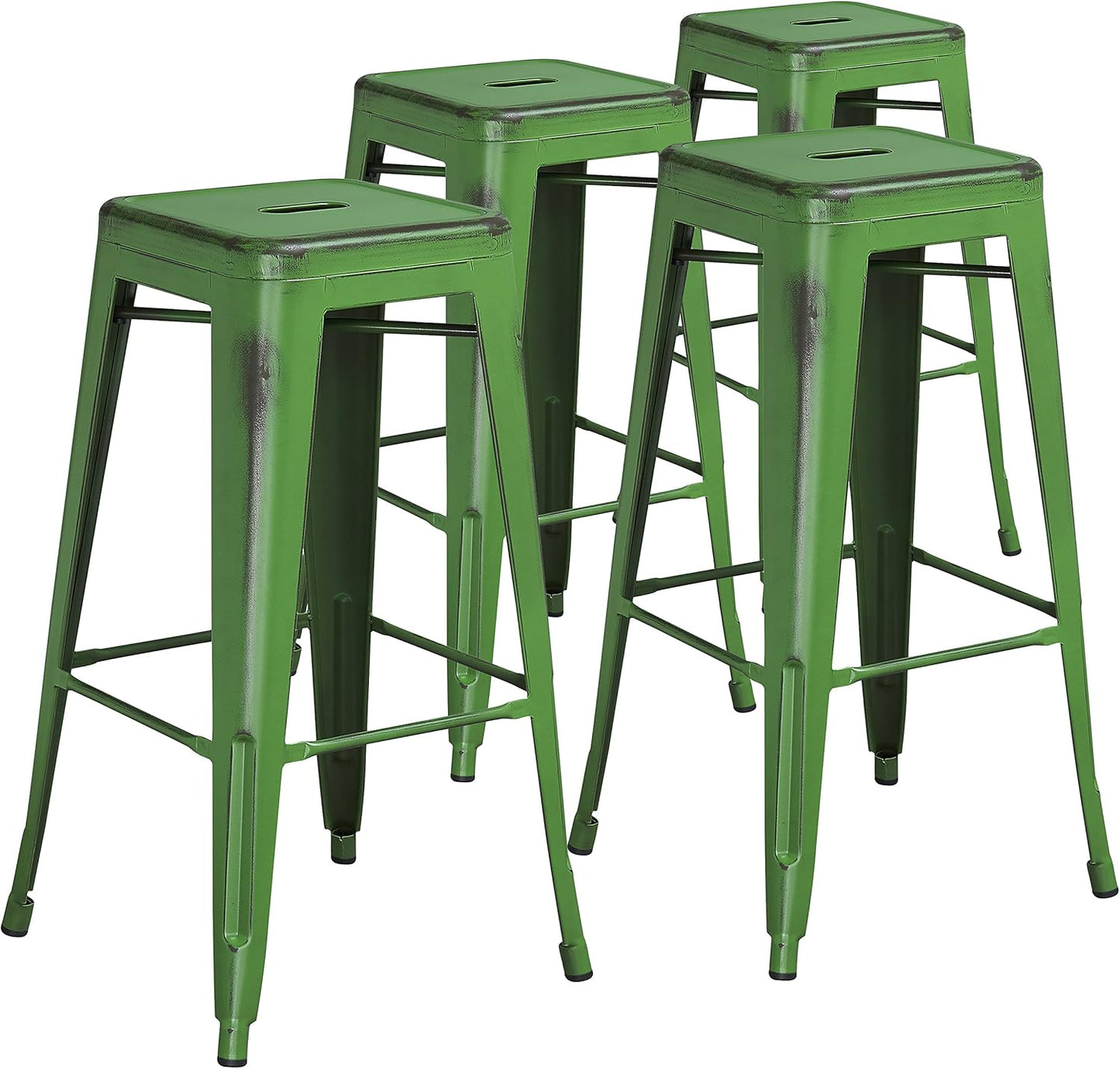 Flash Furniture 30"H Commercial Modern Metal Backless Barstool, Indoor/Outdoor Industrial Square Stacking Bar Stool for Patio Bars/Restaurants, Black